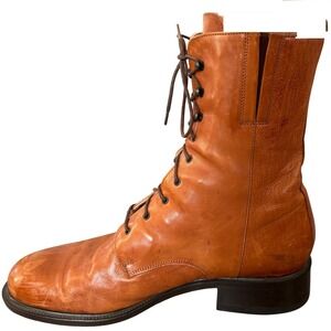 VTG Joan David Hand Crafted in Italy Leather Lace Up Boot Sz 41 EU Brown Western